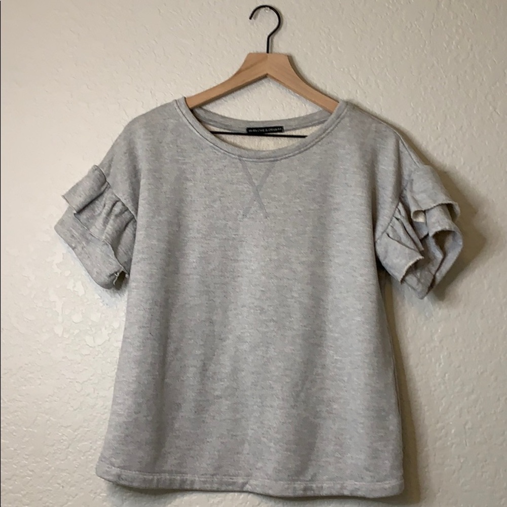 Harlow and Graham ruffled short sleeve sweatshirt